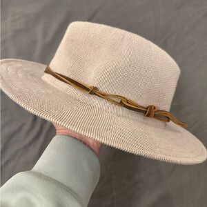 Anthropologie Cream Hat with Brown Band